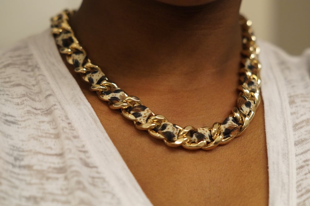 Image of Leopard Scarf Chain Necklace