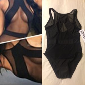 Image of European Women's Sexy Piece Black Mesh Swimsuit Swimwear Bikini Black