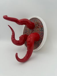 Image 1 of Triple Red Tentacles on White Round Base with Sprinkles