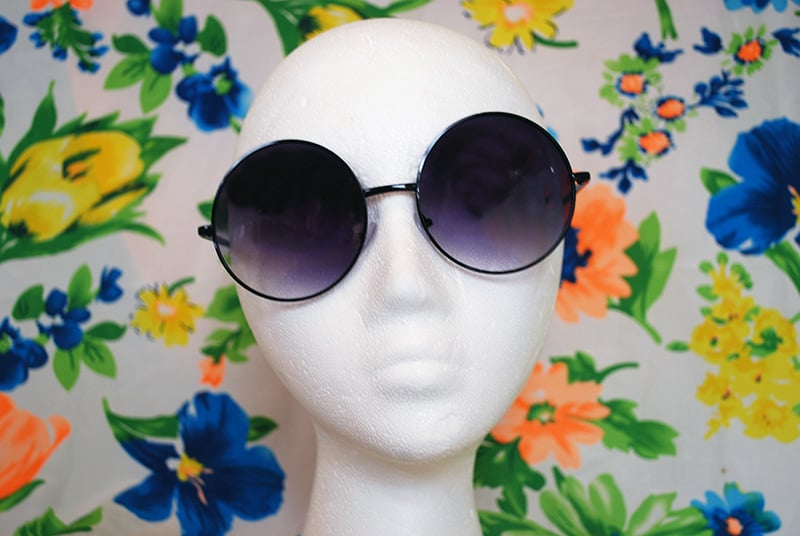 Image of Oversized Round Sunglasses Vintage Black Hippie Circle Sunglasses Retro Round Glasses