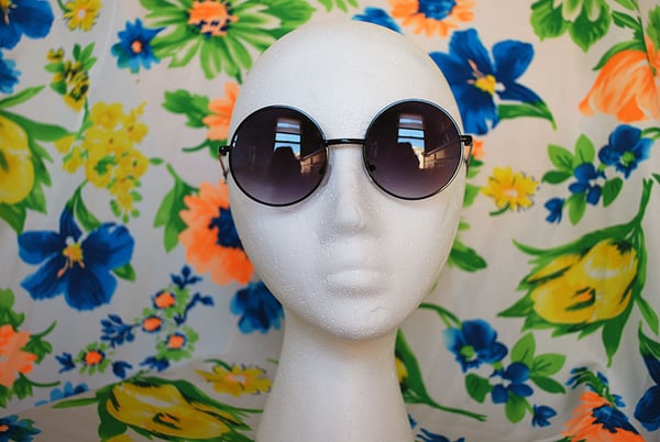 Image of Oversized Round Sunglasses Vintage Black Circle Sunglasses Retro Hippie Glasses