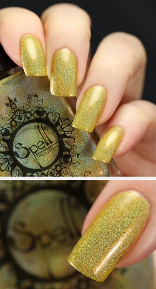 Image of ~Dropping Daisies~ mustard yellow linear holo nail polish "Charlie Loves Bella" Spell Polish!