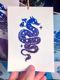 Image 2 of COSMIC WYRM 5x7 Block Print