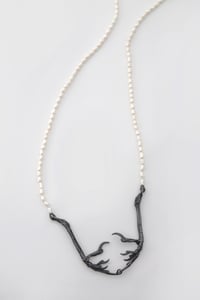 Image of Black Small Claw Clasp and Seed Pearl Necklace