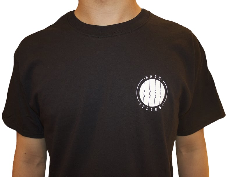 Image of Black T-Shirt with Bade Records Logo 