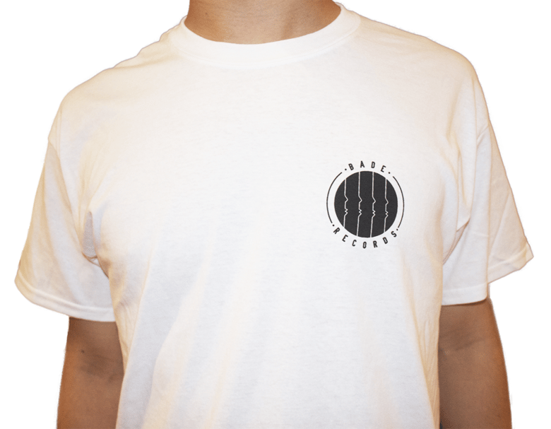 Image of White T-Shirt with Bade Records Logo