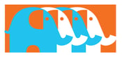 Image of Four Elephants Teal - Screenprinted Mini Art Print