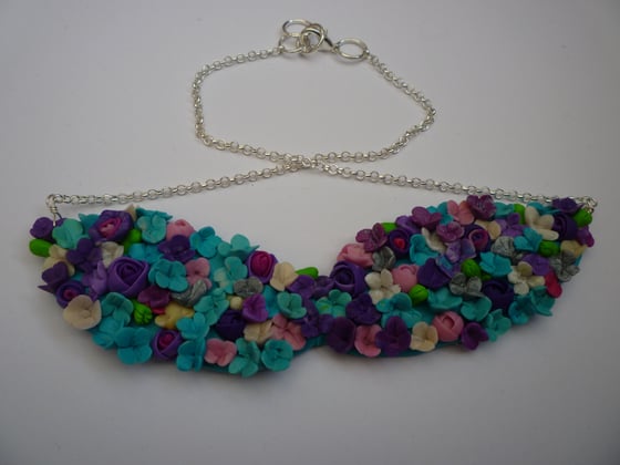 Image of Multicoloured Flowers Statement Necklace NK1001             