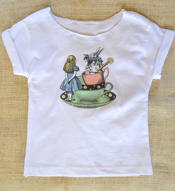 Image of Alice in Wonderland Wideneck Cuffed Sleeve Tee