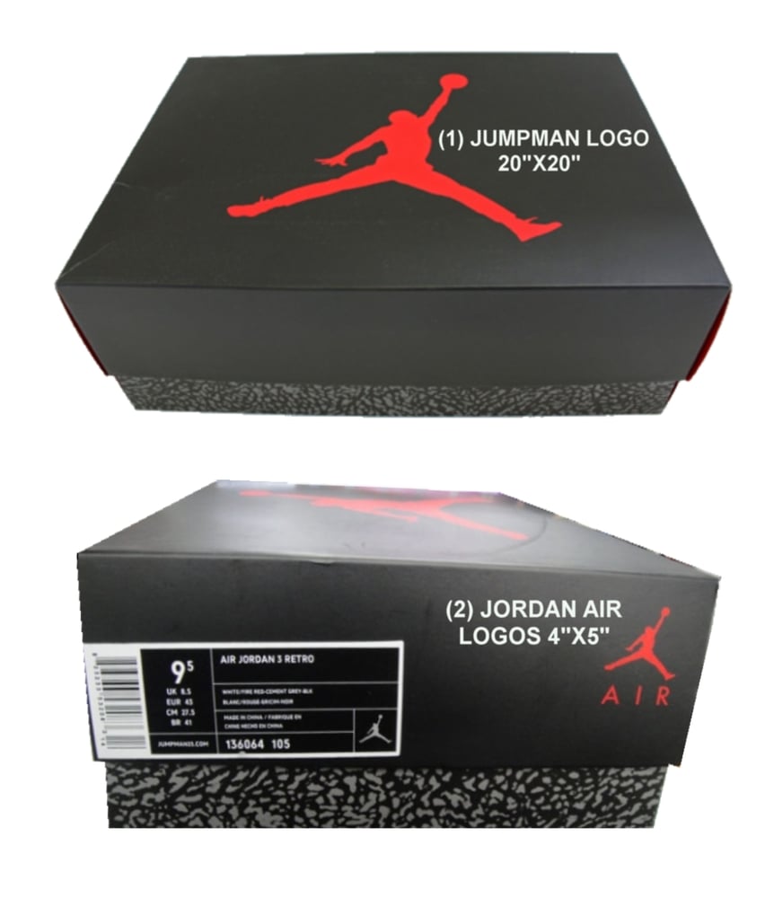 (3) LARGE red Jordan Logos (for custom sneaker storage boxes) / 661Stix4Kix