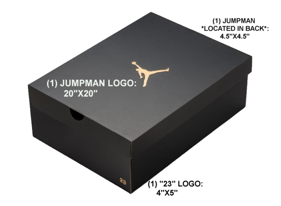 Image of (3) LARGE gold Jordan Logos (for 2015 Jordan premium custom sneaker storage boxes)