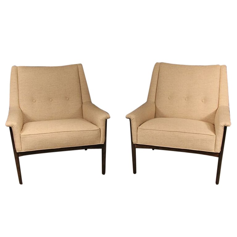 Image of Mid-Century Pair of Lounge Chairs by Folke Ohlsson for DUX