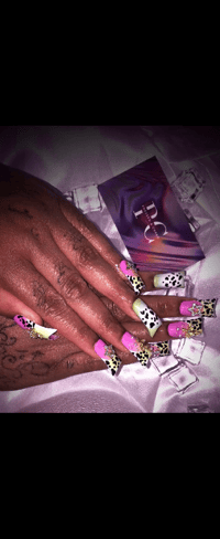 Image 1 of Cow Print Airbrush Long Duck Nails