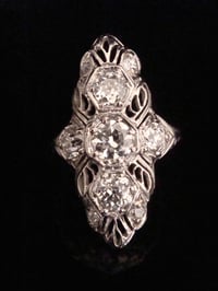 Image 1 of Edwardian 18ct white gold transitional cut diamond marquis ring 2.00ct