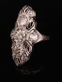 Image 2 of Edwardian 18ct white gold transitional cut diamond marquis ring 2.00ct