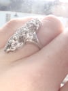 Edwardian 18ct white gold transitional cut diamond marquis ring 2.00ct