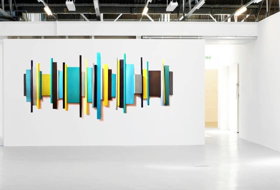 Image of 'STRUCTURE NO18' | | Modern Geometric Abstract Painted Wood Wall Sculpture | Rosemary Pierce