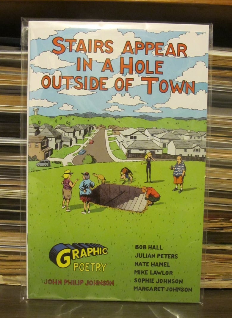 Image of "Stairs Appear in a Hole Outside of Town"--Comic Book--Paper Copy--Like Twilight Zone episodes. 
