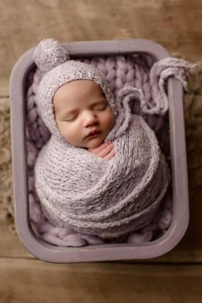 Image of Lavender Sweater Bonnet + Wrap