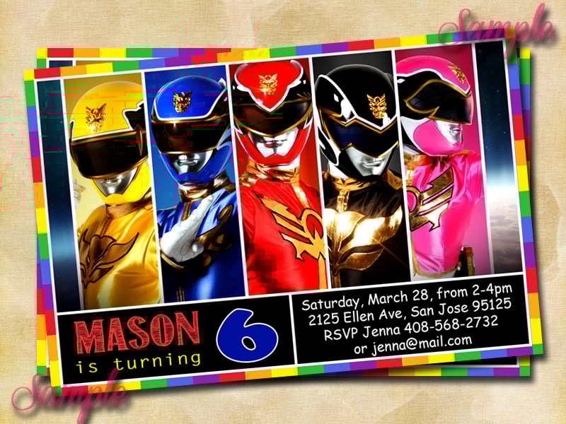 Power Rangers Megaforce Birthday Invitation Digital File Alena Design