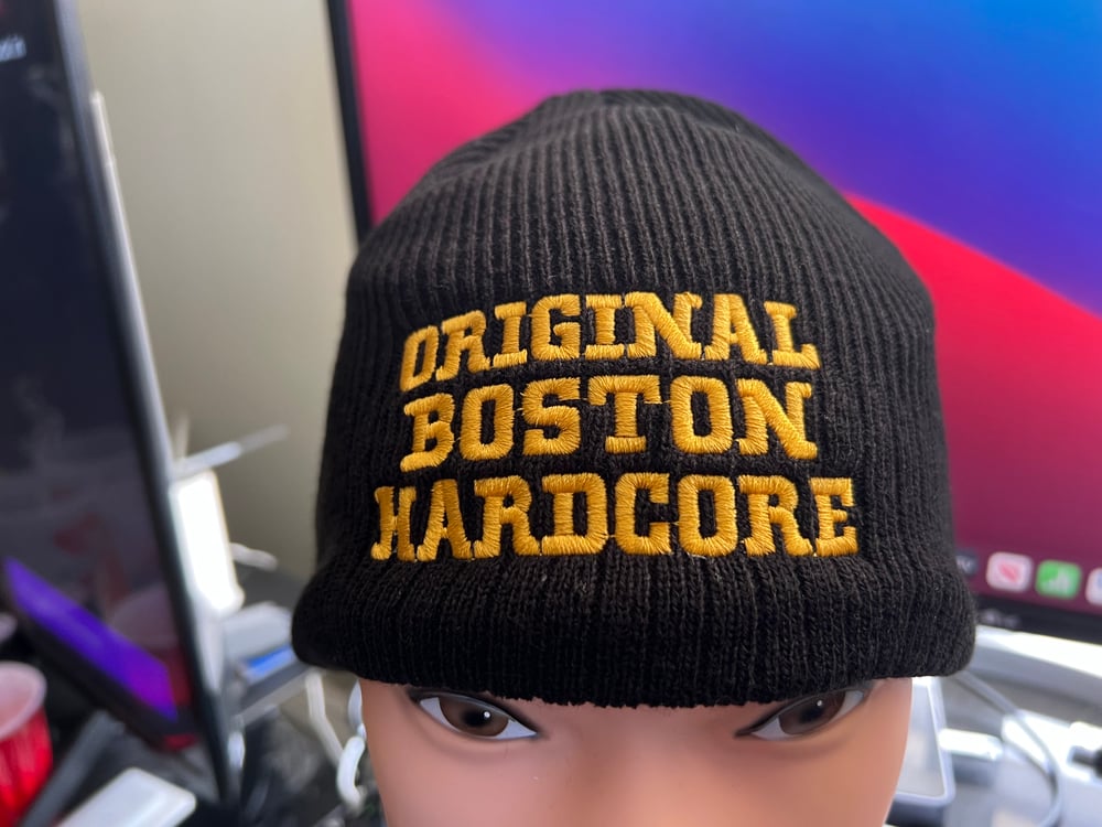 "Original Boston Hardcore" Gold Logo New Era Knit beanie hat