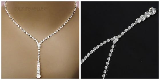 Image of Rhinestone drop necklace with "FREE EARRINGS"