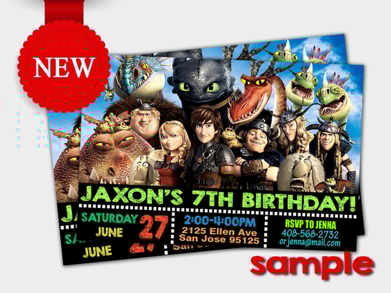 Image of How To Train Your Dragon Design Birthday Invitation - Digital File