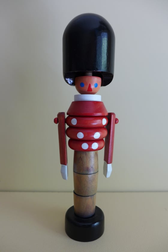 Image of **SPRING SALE** Charming Vintage 1970's Wooden Stacking Soldier