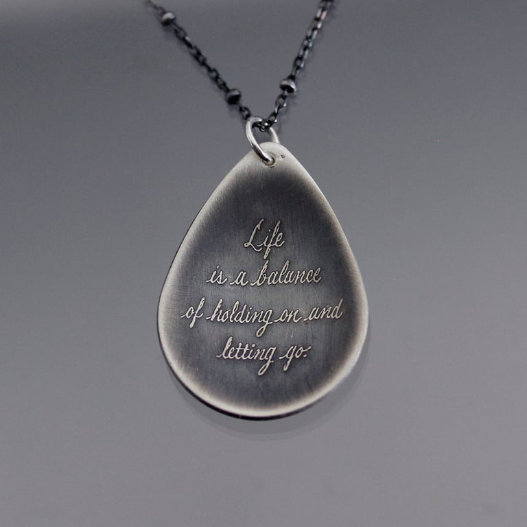 Sterling Silver Balance Necklace - Inspirational Rumi Quote Image 4