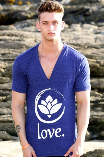 Image of 'Love.'  V neck T-Shirt (Indigo)