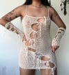 slubby cotton mesh dress