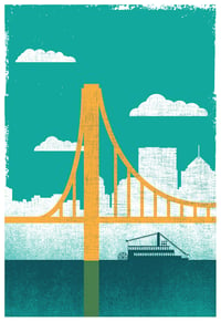 Image 2 of Large Pittsburgh City of Bridges Silkscreen Diptych Art Print Set