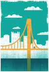 Large Pittsburgh City of Bridges Silkscreen Diptych Art Print Set