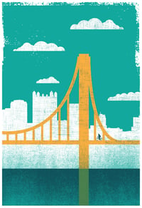 Image 3 of Large Pittsburgh City of Bridges Silkscreen Diptych Art Print Set