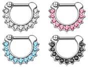 Image of Septum Clicker 1.2mm - 11 Claw Set Gems - 4 Colours Available