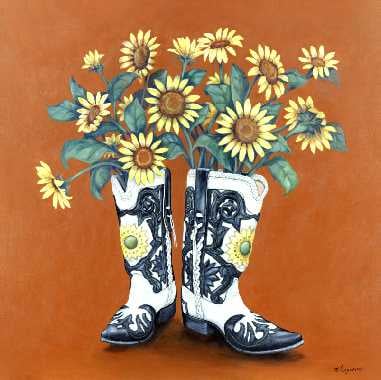 Image of "Sunflower Boots" Canvas Gicleé