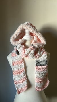 Image 1 of plush hooded scarf
