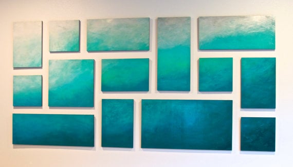 Image of 'ETHEREAL SEA' | Ombre Wall Art | Abstract Painting | Blue Wall Art | Original Painting for Sale