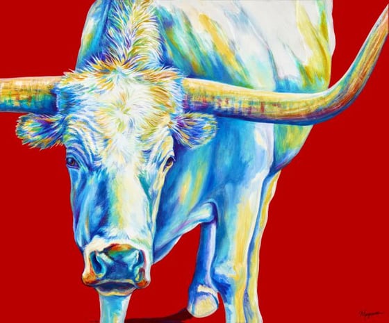 Image of "White Longhorn" Canvas Gicleé