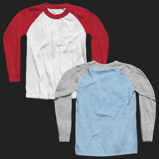 Long Sleeve Raglan or Baseball T-Shirt Mock-Up