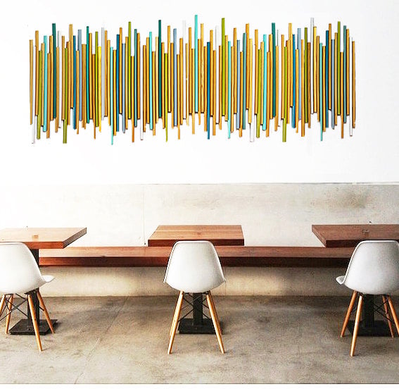 HUGE Wood Wall Stick Wall Sculpture | Abstract Art Installation | by ...