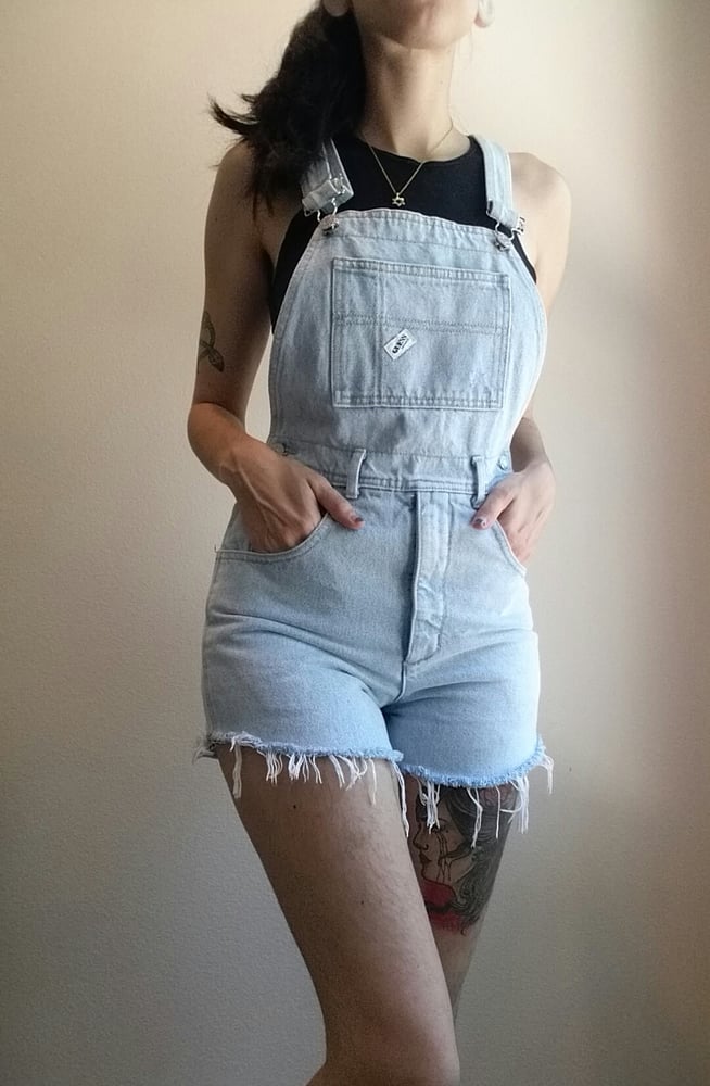 Image of Guess? Denim overall cut offs size small
