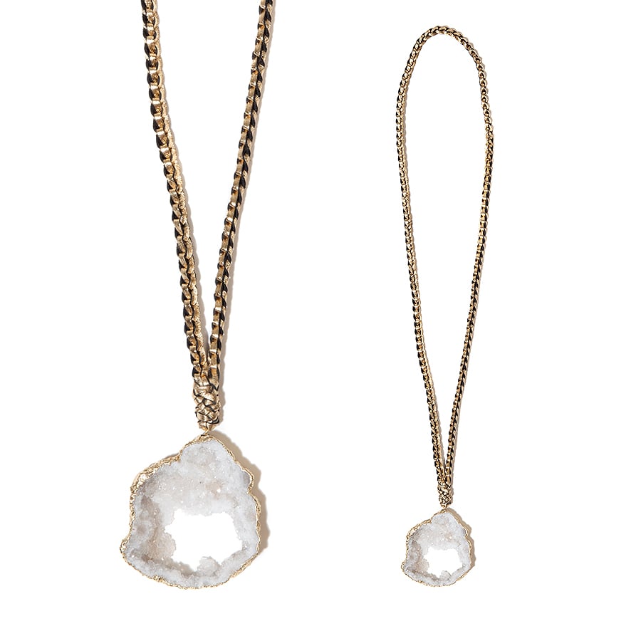 Image of White "Crystal Magic" & Leather Necklace