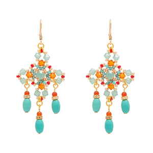 Image of Turquoise Cross Chandelier Earrings