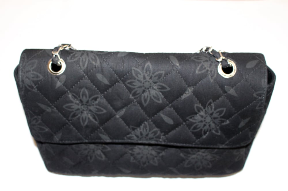 Image of Flora Black: Quilted African Wax Print Bag