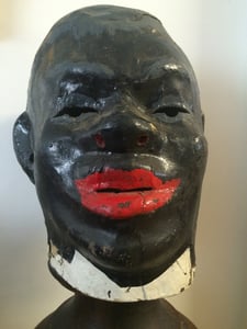 Image of antique rare french paper mache carnival or fair ground black head folk art