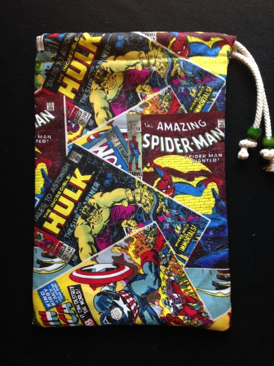 Image of Marvel Kendama pouch w/3 satin strings