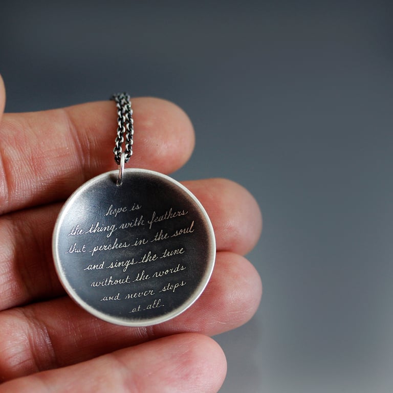 Oxidized Silver Cupped Emily Dickinson Necklace Image 3