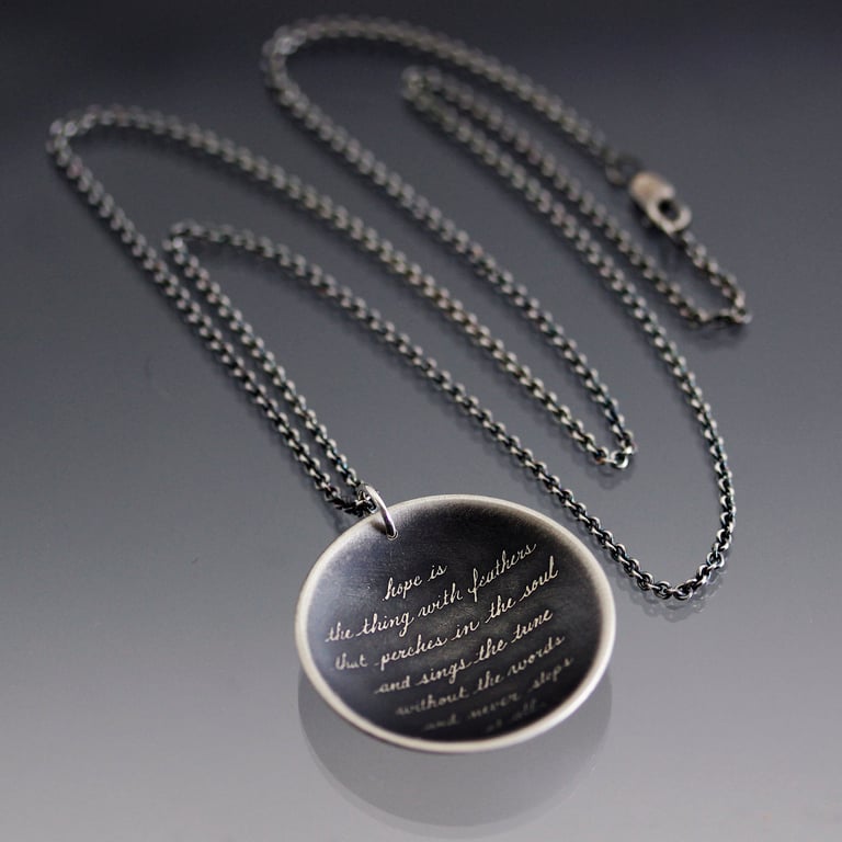 Oxidized Silver Cupped Emily Dickinson Necklace Image 4
