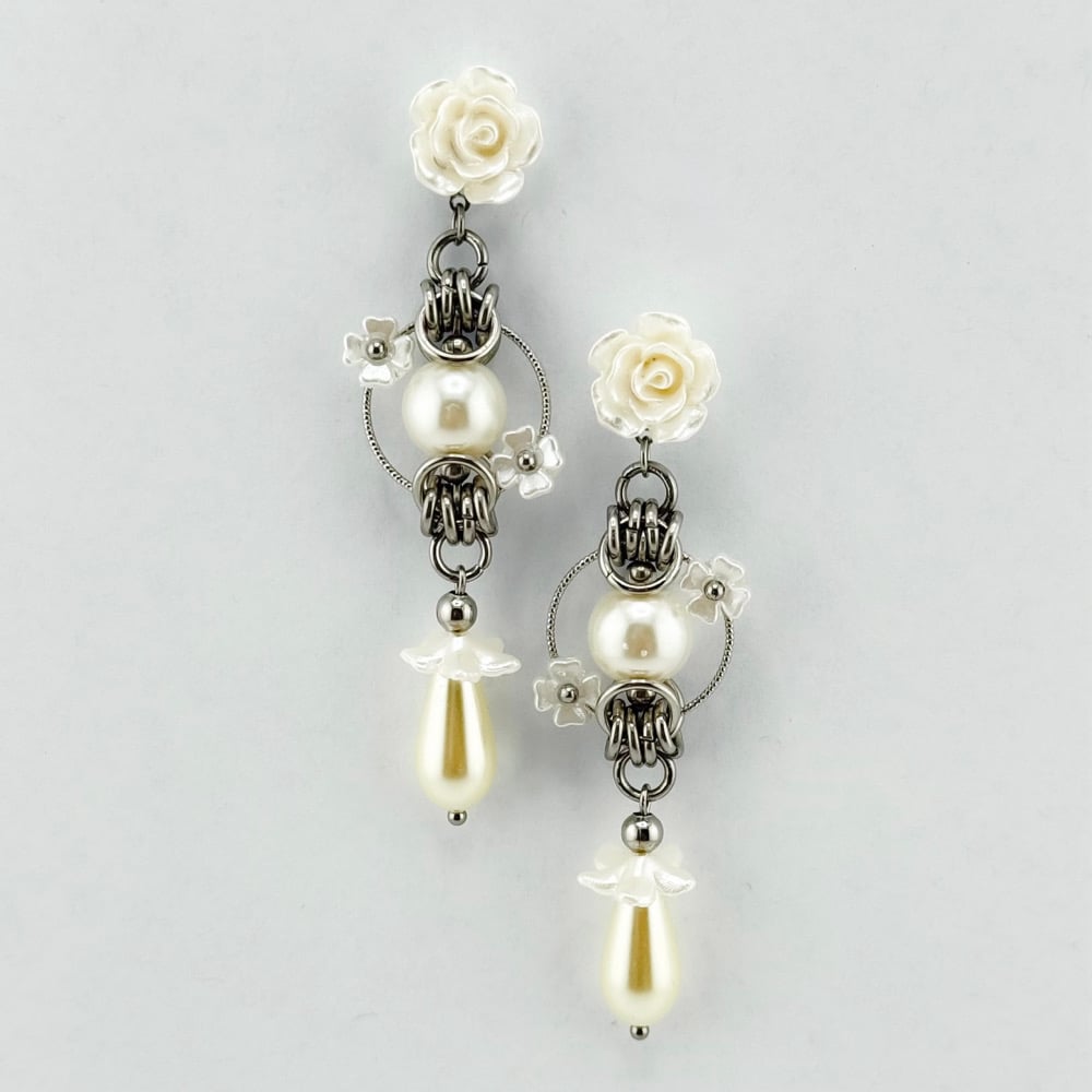 Image of White Rose Earrings